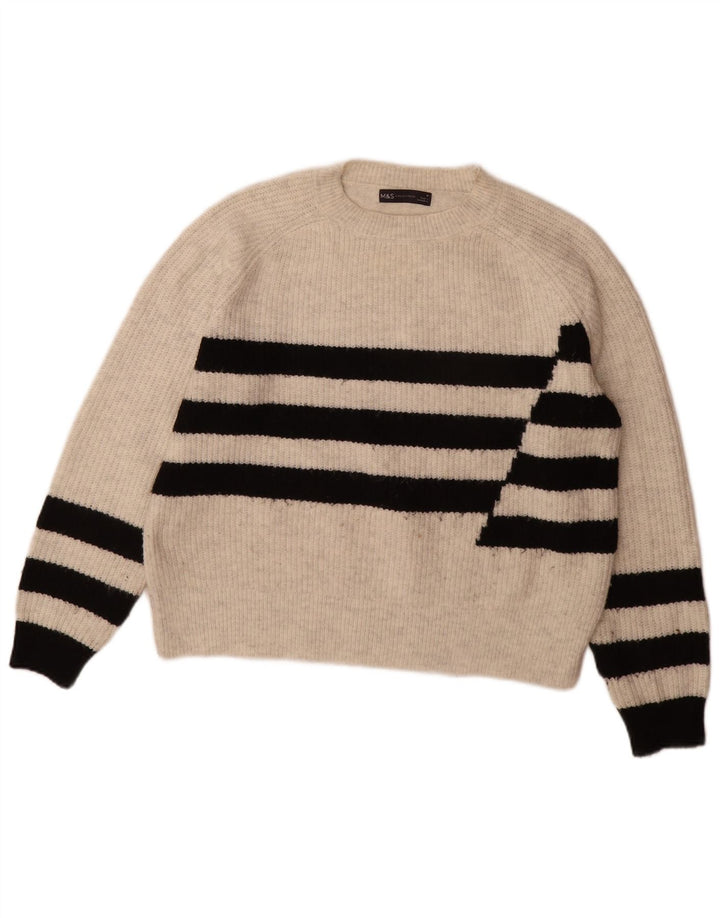 Marks & Spencer Jersey de cuello redondo para mujer UK 44 Gris medio a rayas