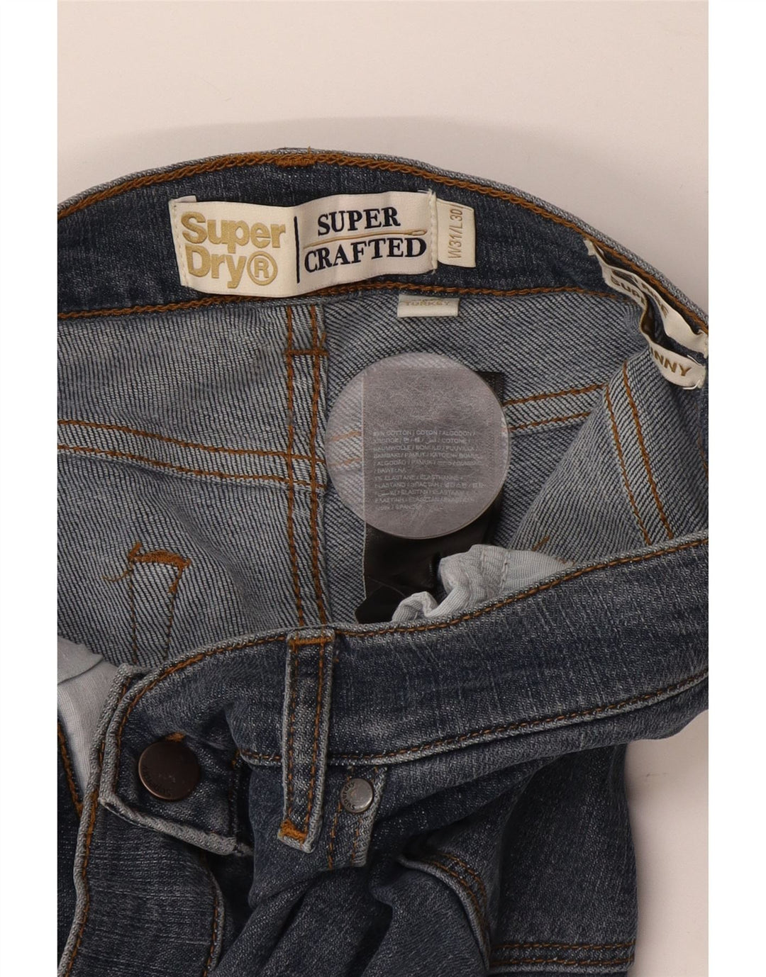 SUPERDRY Vaqueros súper ajustados de talle medio para mujer W31 L30 Algodón azul marino