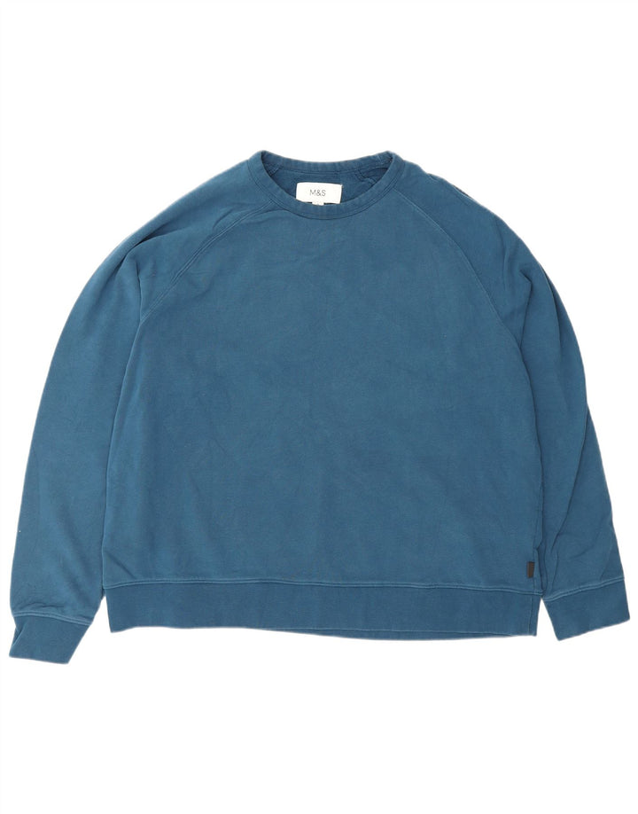 Marks & Spencer Hombre Sudadera Jumper XL Azul Algodón
