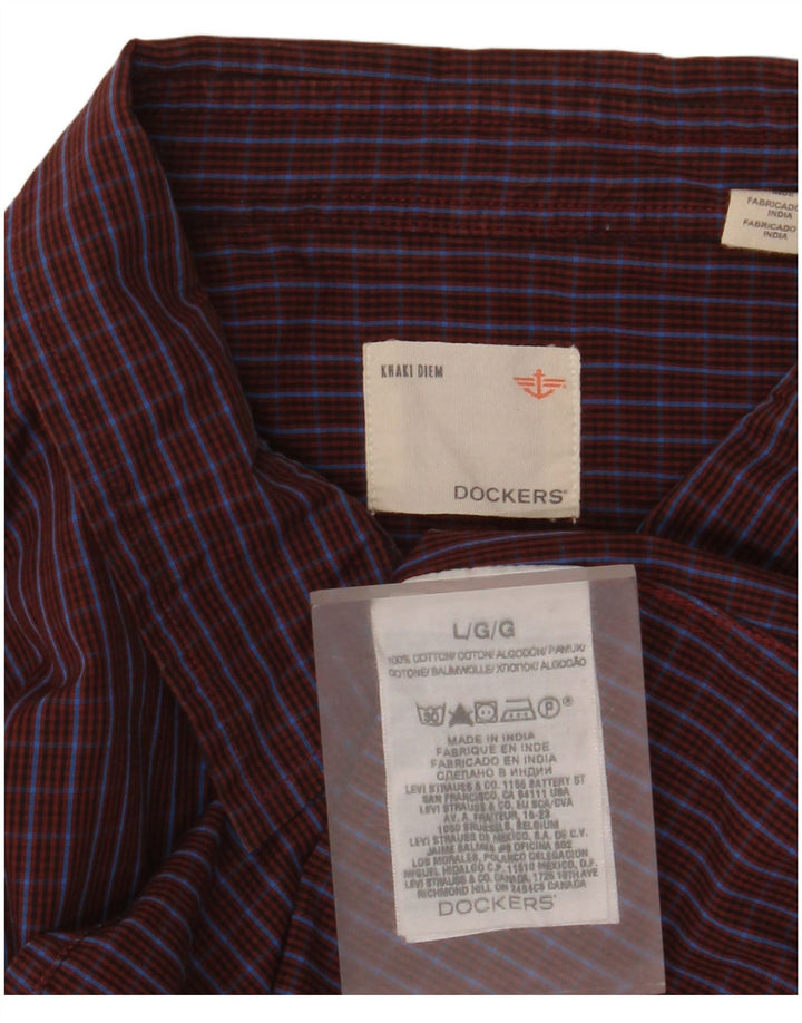 Camisa Dockers Hombre Large Algodón A Cuadros Borgoña