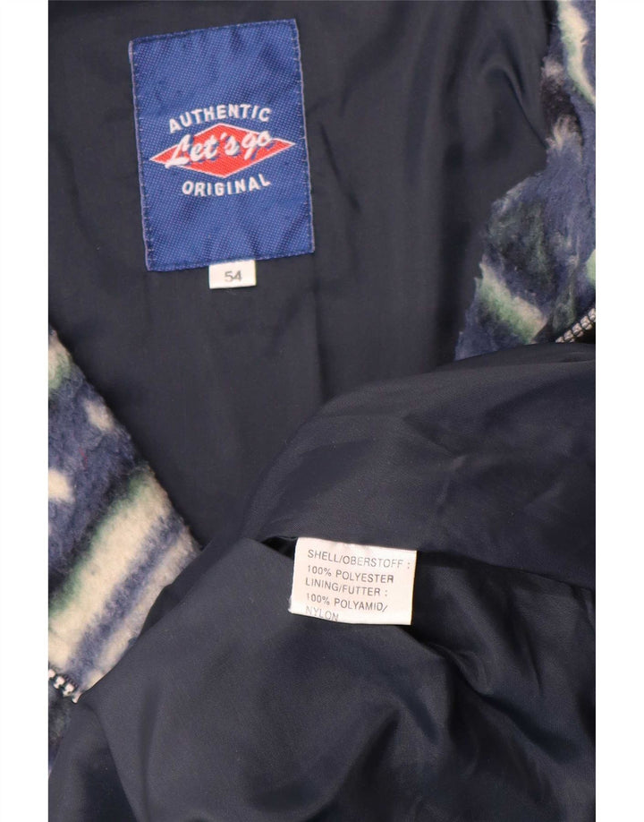 Auténtica chaqueta polar para hombre IT 54 2XL Poliéster geométrico azul