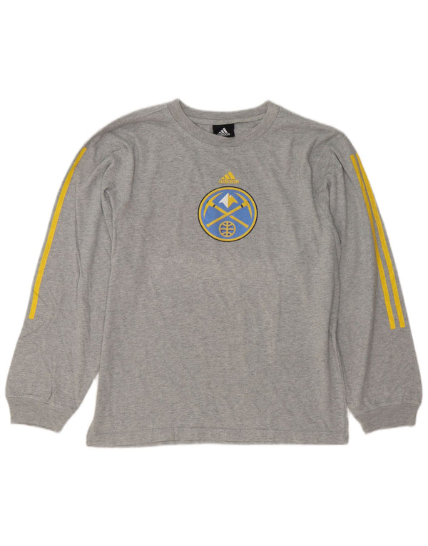 Adidas Hombre Denver Nuggets Graphic Top Manga Larga Gris Medio Moteado