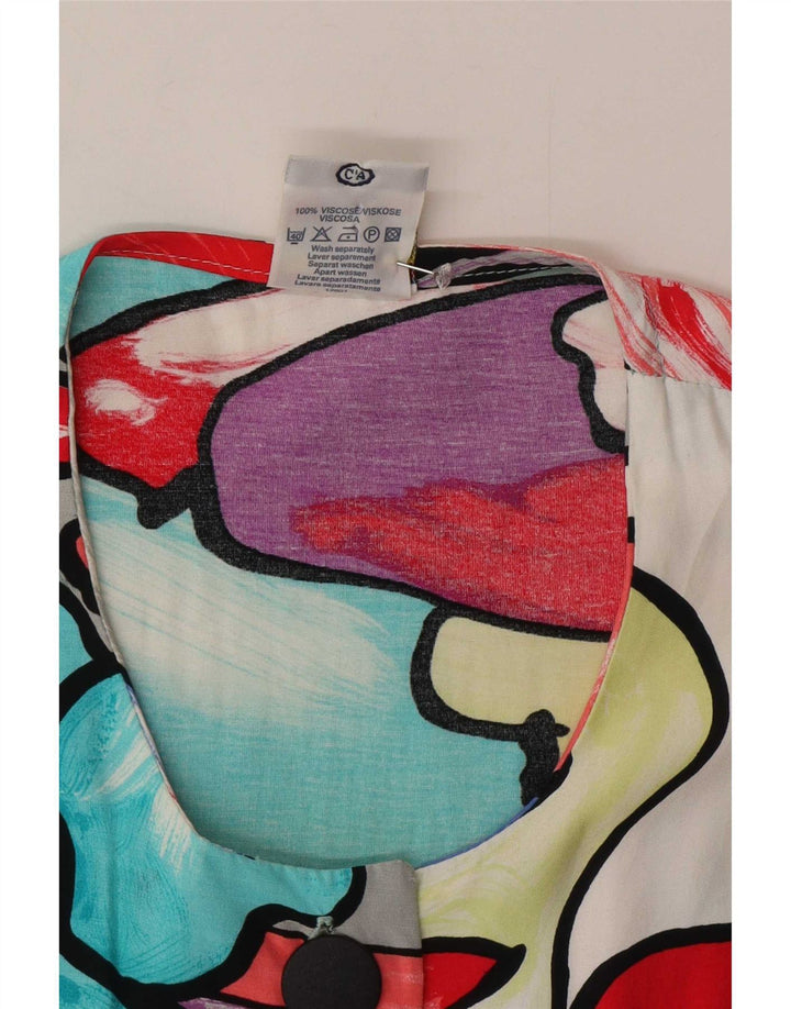 C&A Blusa camisera con estampado abstracto para mujer, talla 40, talla grande, multicolor