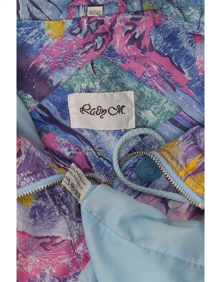 Vintage mujer patrón abstracto chaqueta utilitaria UE 40/42 medio multicolor