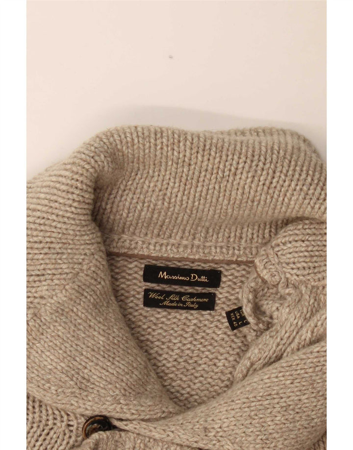 Massimo Dutti Jersey Cárdigan Hombre Large Lana Beige