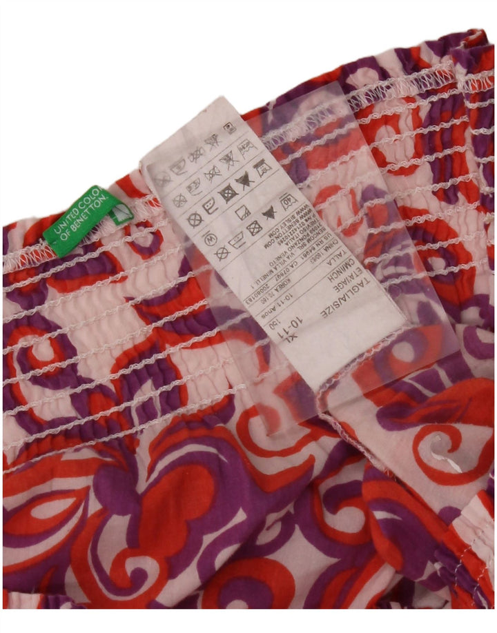 BENETTON Top con hombros descubiertos para niña 10-11 años XL Algodón floral multicolor