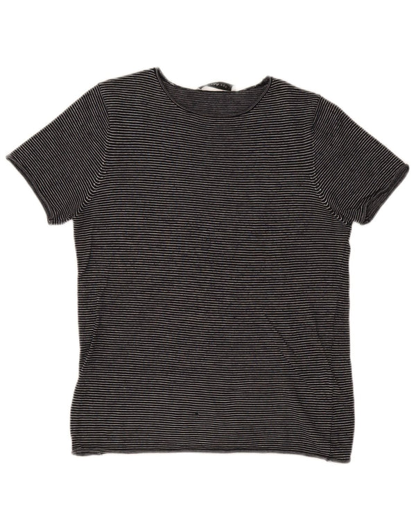 Zara Camiseta Mujer Top UK 40 Mediano Azul Marino Rayas