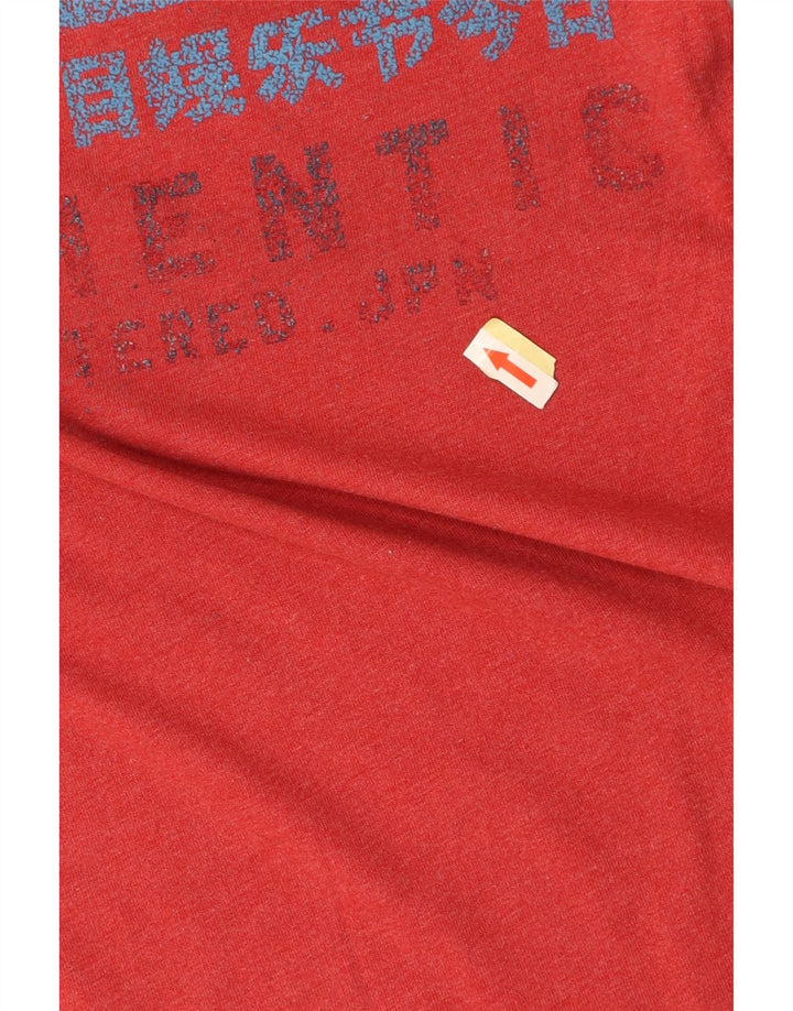 SUPERDRY Camiseta gráfica para hombre Top pequeño de algodón rojo