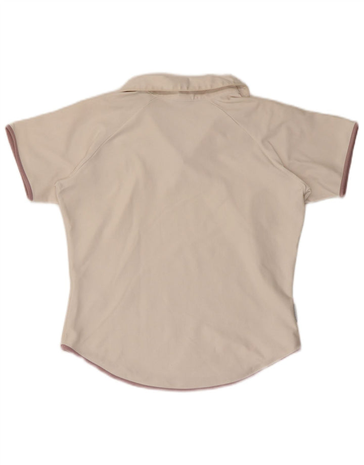 NIKE Polo corto Dri Fit para mujer US 8/10 Poliéster blanco mediano