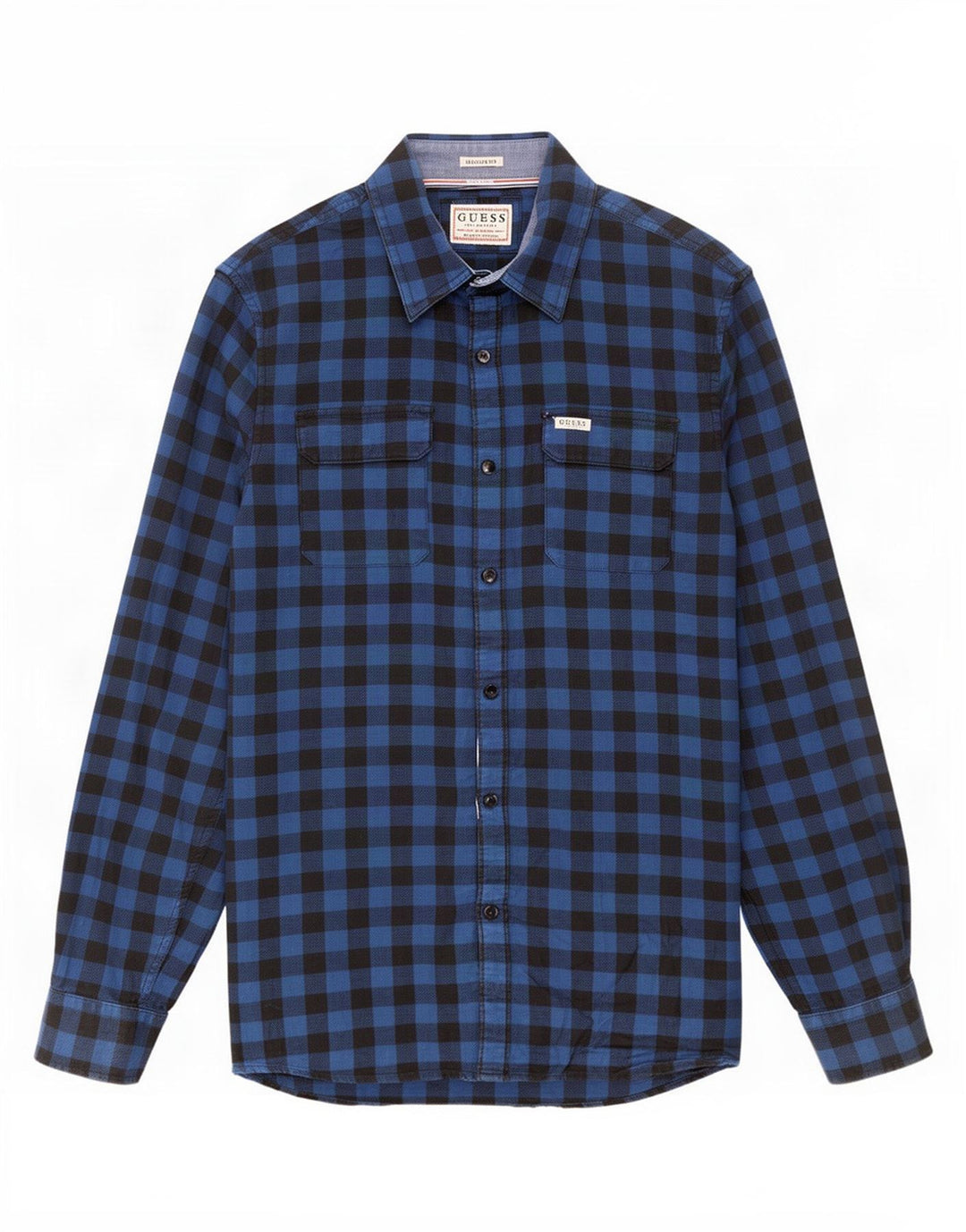 Camisa Guess Hombre Regular Fit Small Blue Gingham
