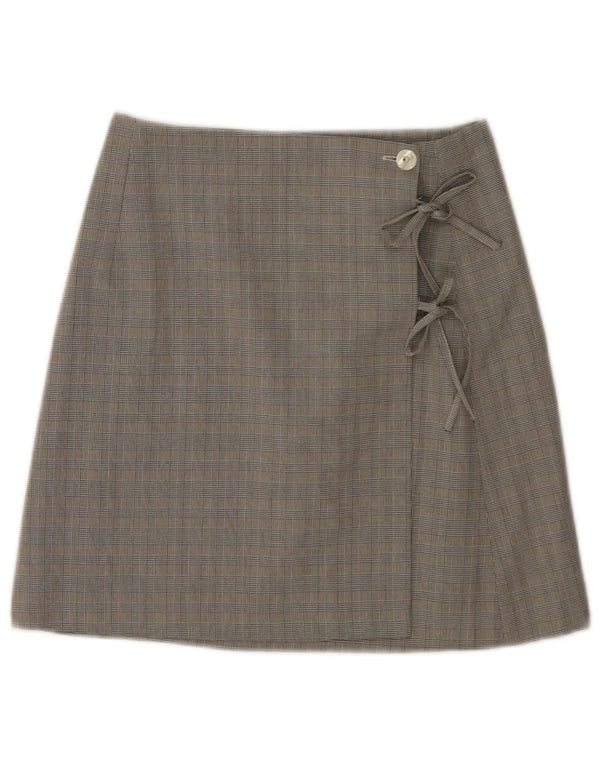 I Gabbiani Falda cruzada para mujer UK 34 XS W26 Viscosa a cuadros gris