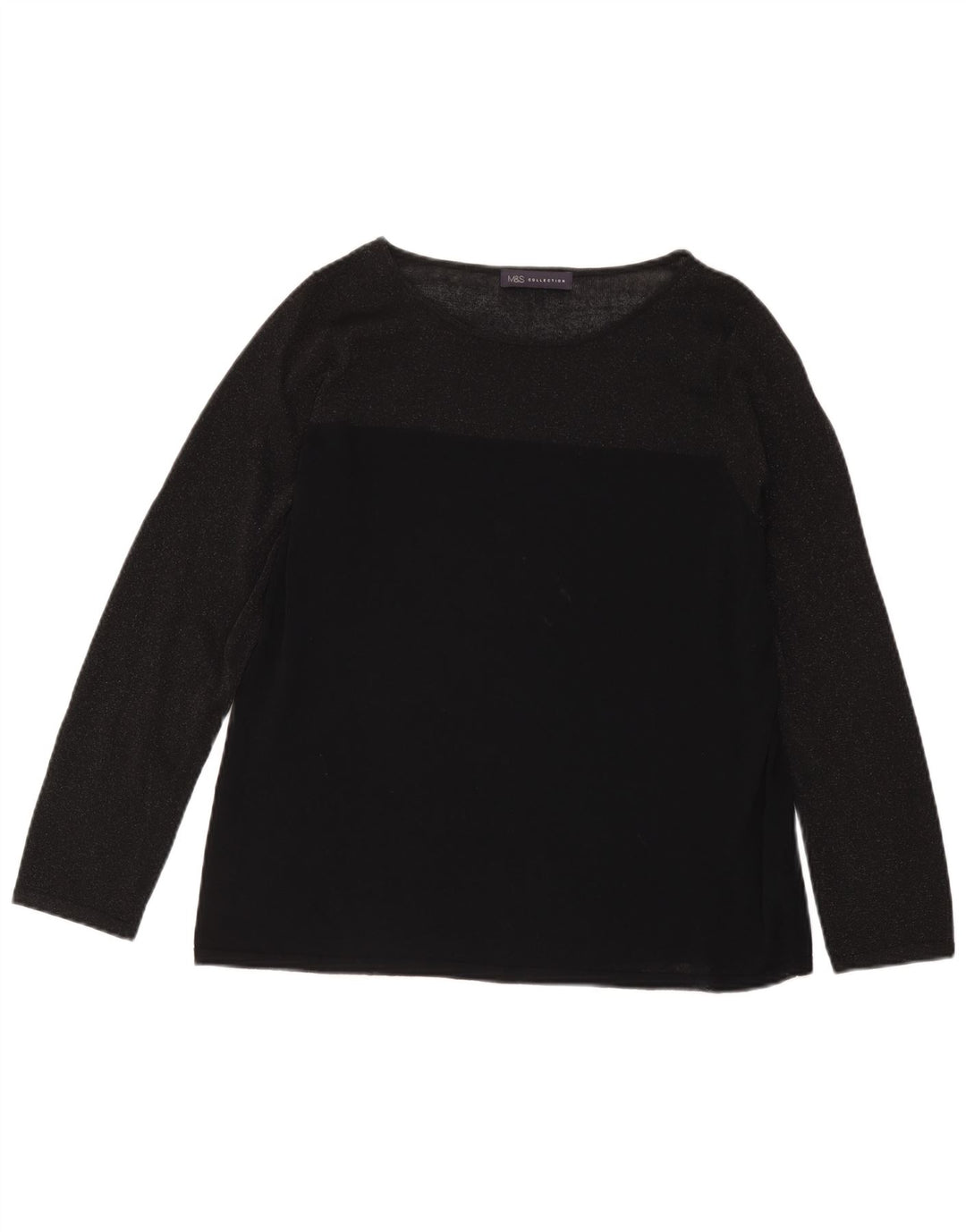 Marks & Spencer Top Mujer Manga Larga UK 40 XL Viscosa Negra