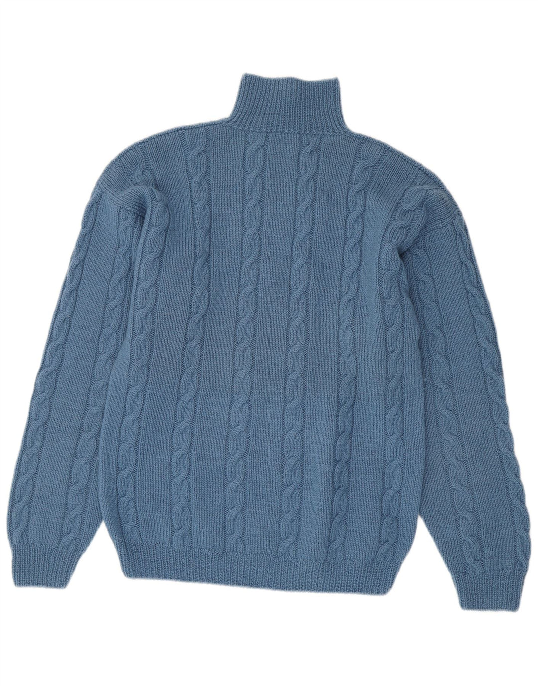 Vintage hombres cuello tortuga jersey suéter azul medio