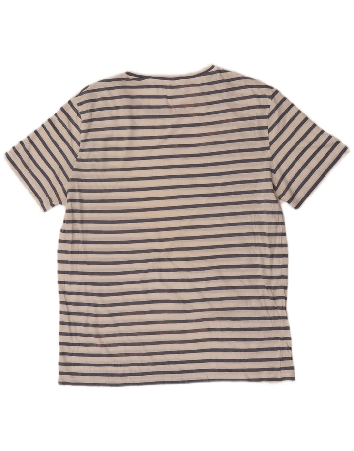 COS Camiseta para hombre Top grande de algodón a rayas blancas