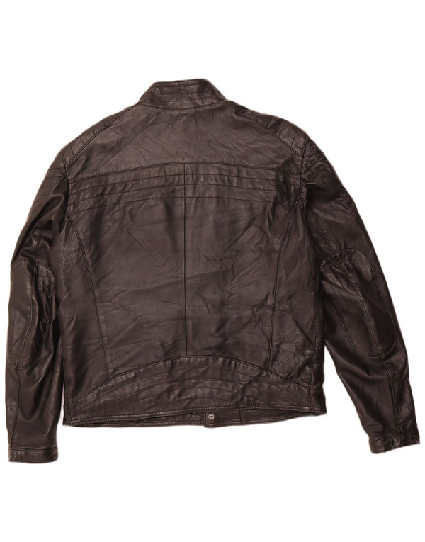 VINTAGE Chaqueta de cuero para hombre IT 54 2XL Cuero negro