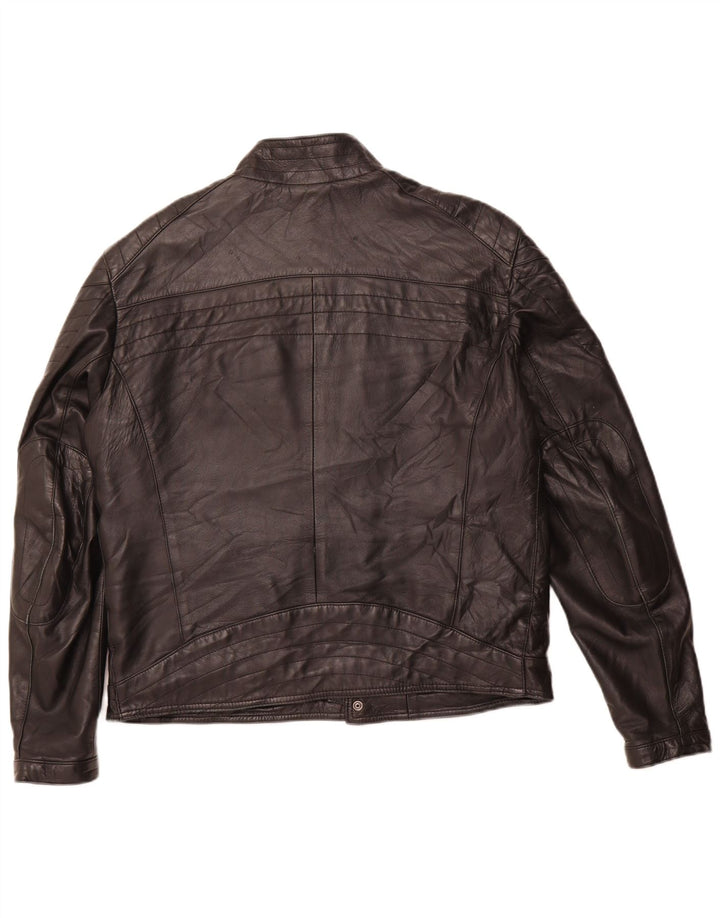 VINTAGE Chaqueta de cuero para hombre IT 54 2XL Cuero negro