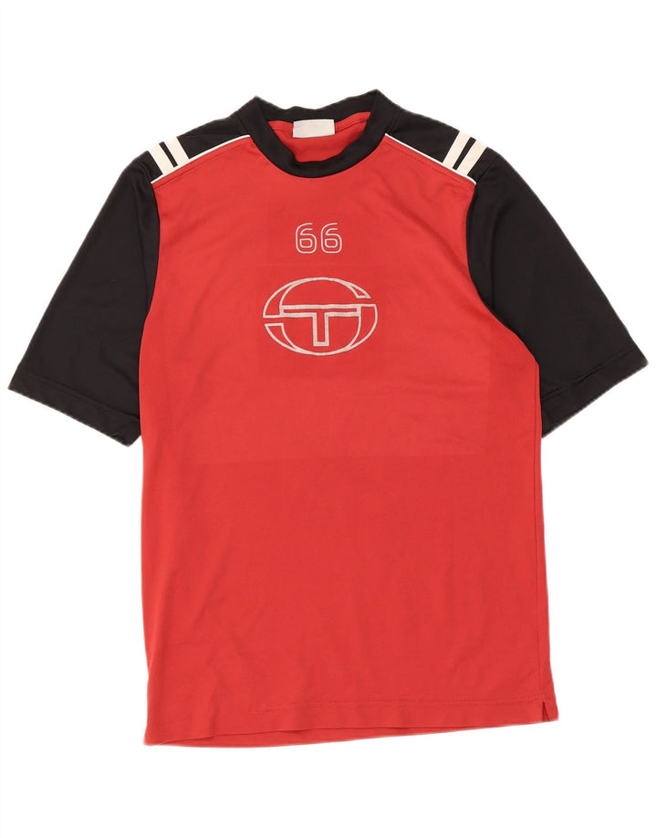 Sergio Tacchini Camiseta estampada para hombre Top pequeño rojo color block