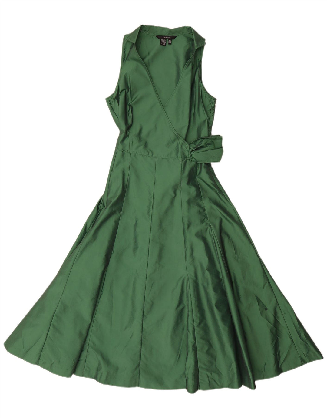 Zara Mujer Maxi Vestido Sin Mangas UK 40 Pequeño Poliéster Verde