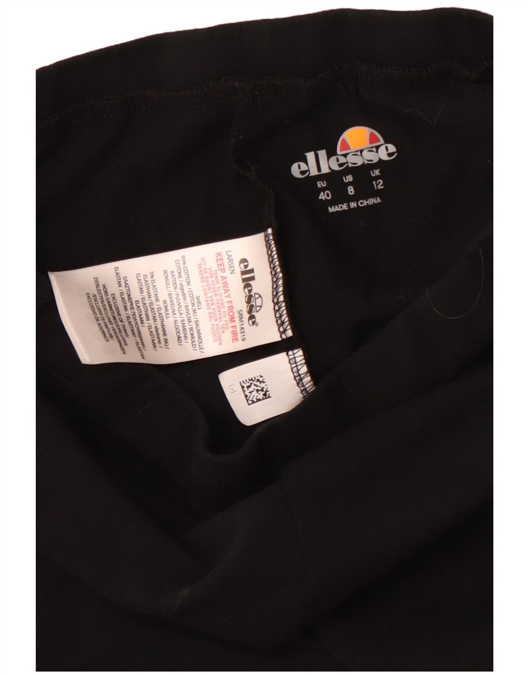 ELLESSE Pantalones cortos deportivos para mujer UK 12 Mediano Algodón negro