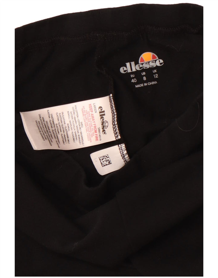 ELLESSE Pantalones cortos deportivos para mujer UK 12 Mediano Algodón negro