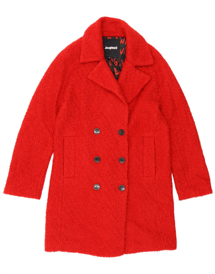 Desigual Abrigo de doble botonadura extragrande para mujer UK 6 XS Poliéster rojo