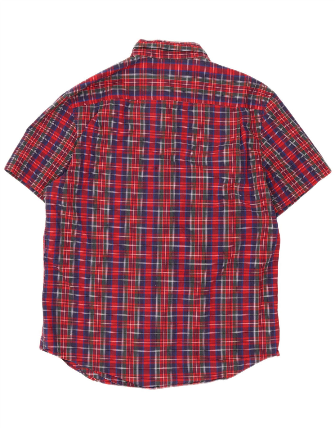Camisa Penguin Hombre Manga Corta Algodón Cuadros Rojo Mediano