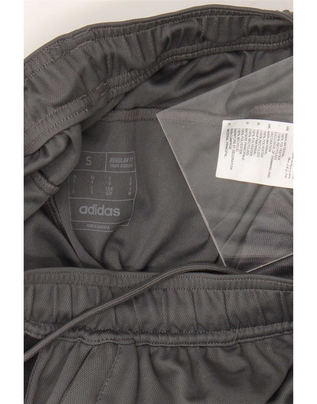 Adidas - Pantalones cortos deportivos de ajuste regular para hombre, poliéster gris pequeño