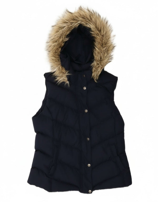 Chaleco acolchado con capucha para mujer Gap UK 44 Poliéster azul marino mediano