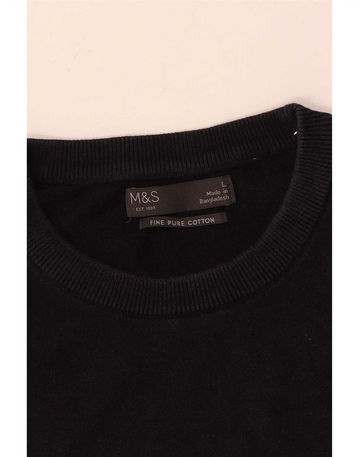 Marks & Spencer - Jersey de cuello redondo para hombre, talla grande, algodón negro
