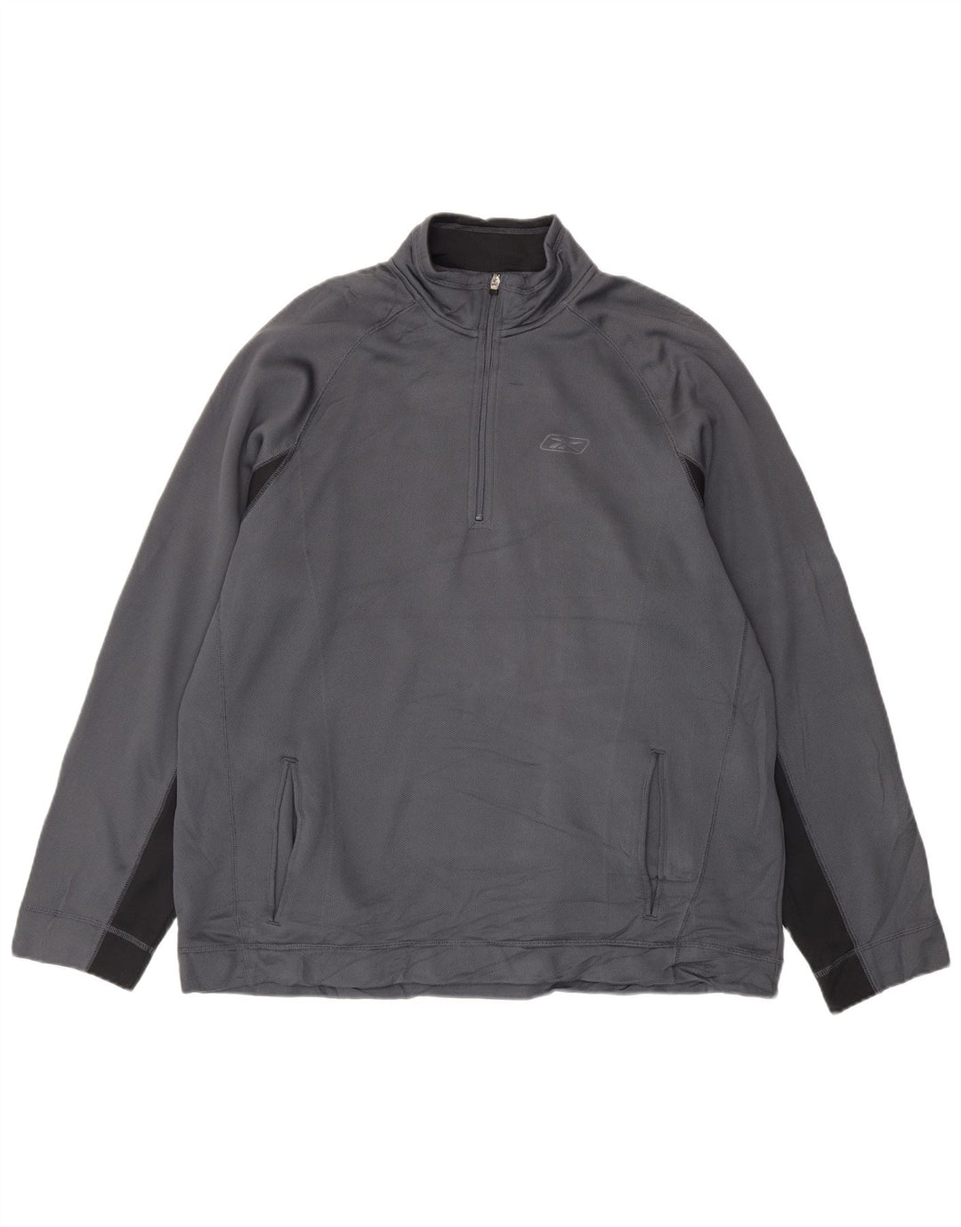 Reebok - Sudadera con cuello y cremallera para hombre, talla 2XL, color gris, poliéster