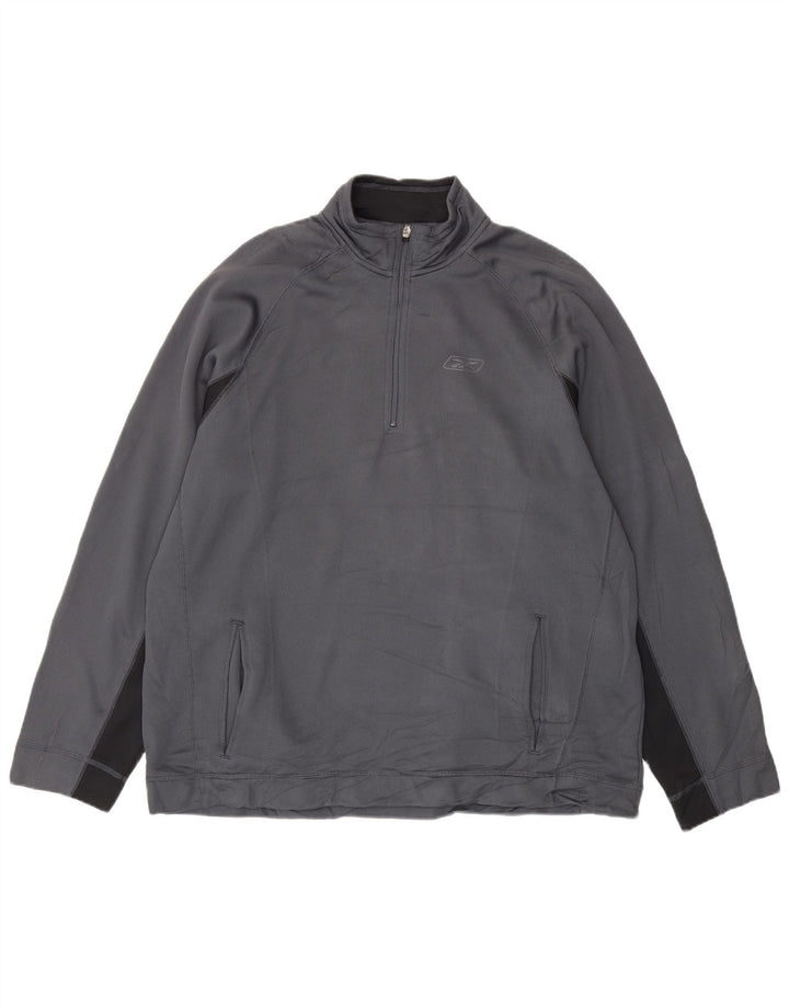 Reebok - Sudadera con cuello y cremallera para hombre, talla 2XL, color gris, poliéster