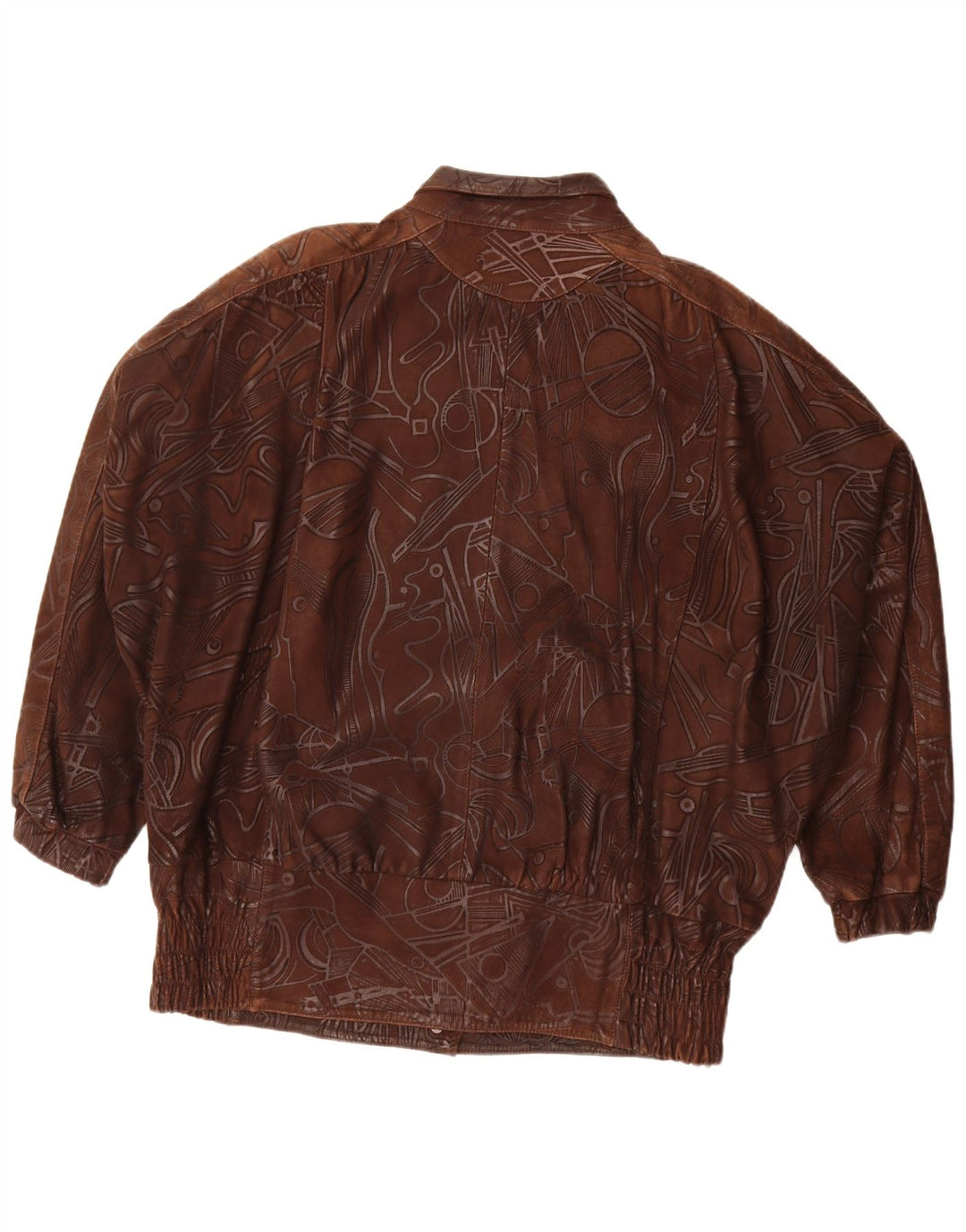 Vintage mujer patrón abstracto chaqueta de gran tamaño EU 38 marrón medio