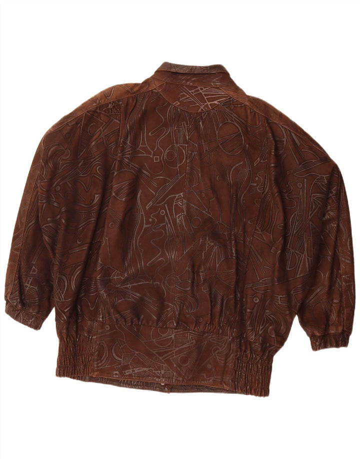 Vintage mujer patrón abstracto chaqueta de gran tamaño EU 38 marrón medio