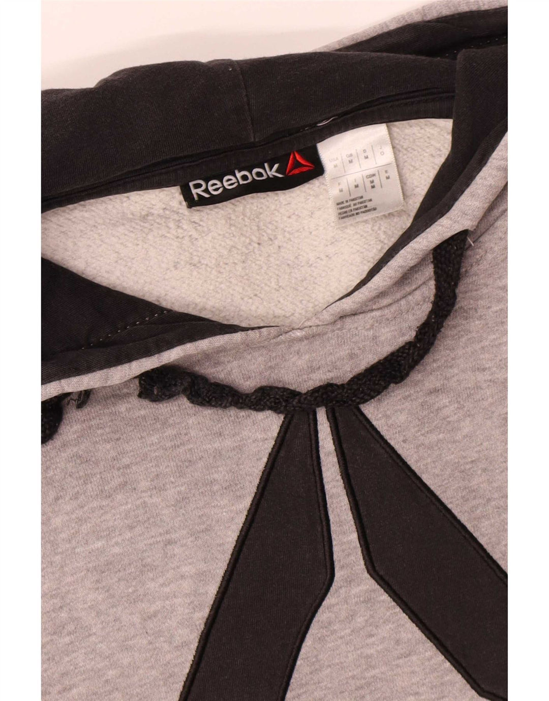 Reebok Sudadera con capucha gráfica para hombre, jersey de algodón gris medio