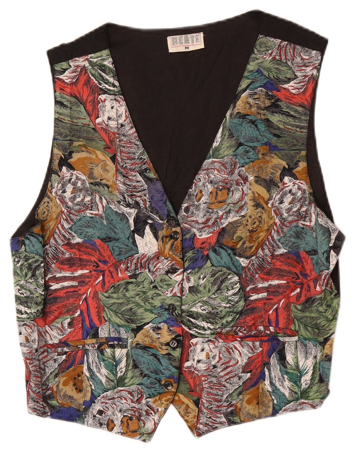 Vintage mujer chaleco Reino Unido 14 medio multicolor floral