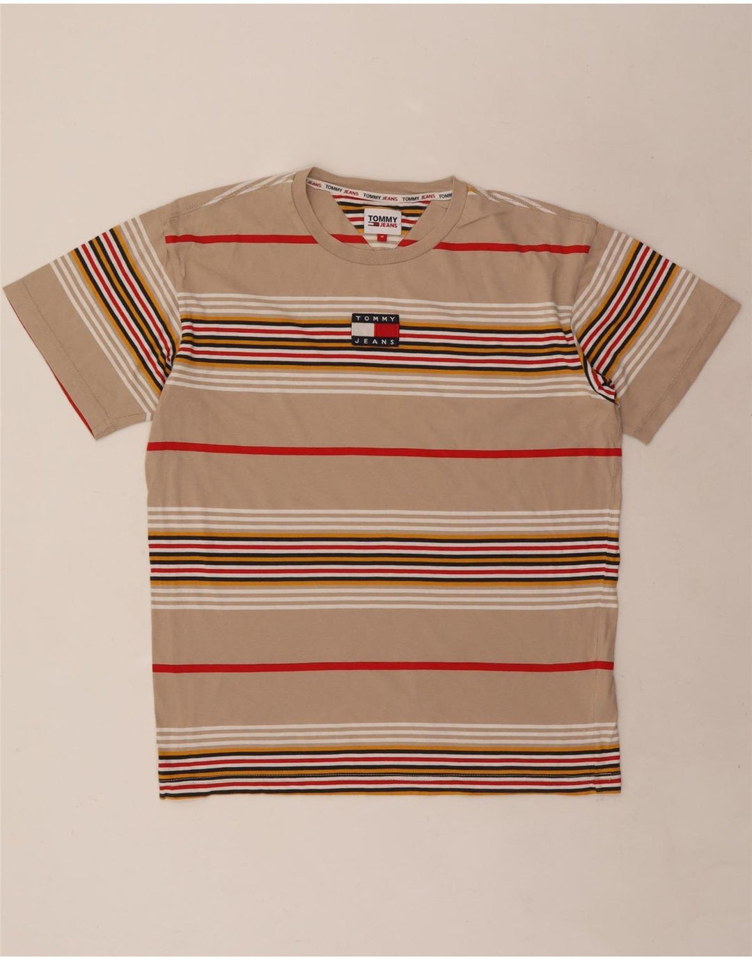 Camiseta Tommy Hilfiger Hombre Top Algodón Rayas Beige Medio