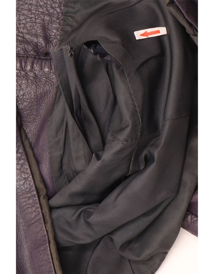 Vintage mujer 2 botones cuero Blazer chaqueta Reino Unido 8 pequeño púrpura