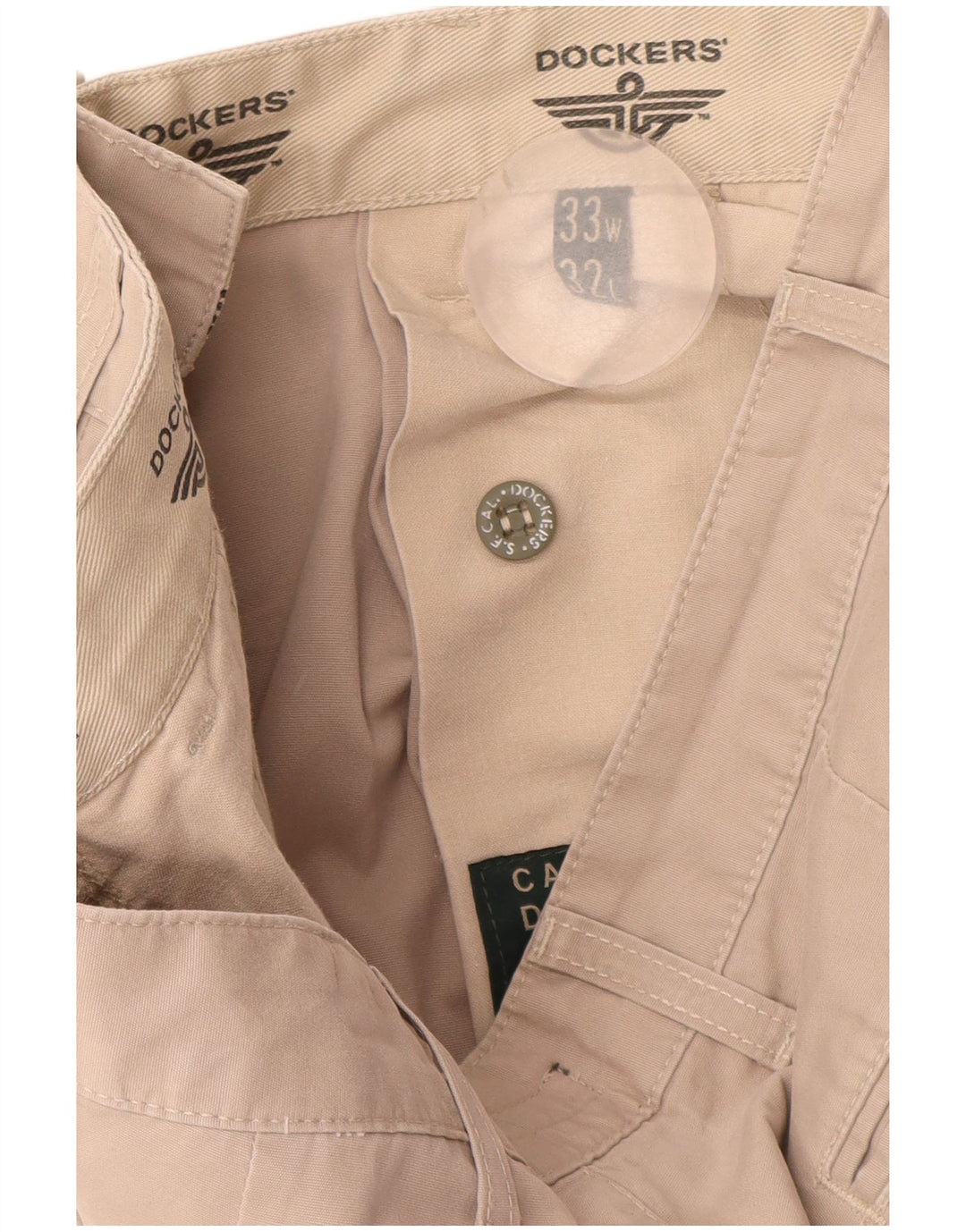 DOCKERS Pantalón chino con pinzas para hombre W33 L30 Algodón beige