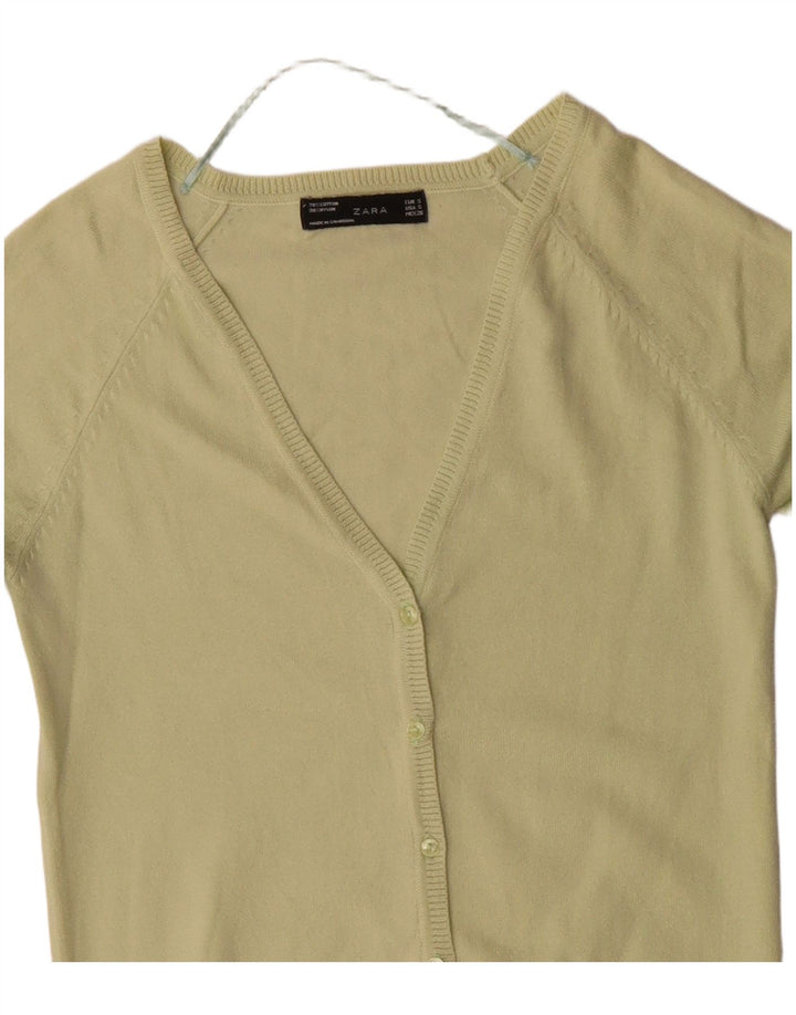 ZARA Jersey Cárdigan Mujer UK 8 Small Algodón Verde