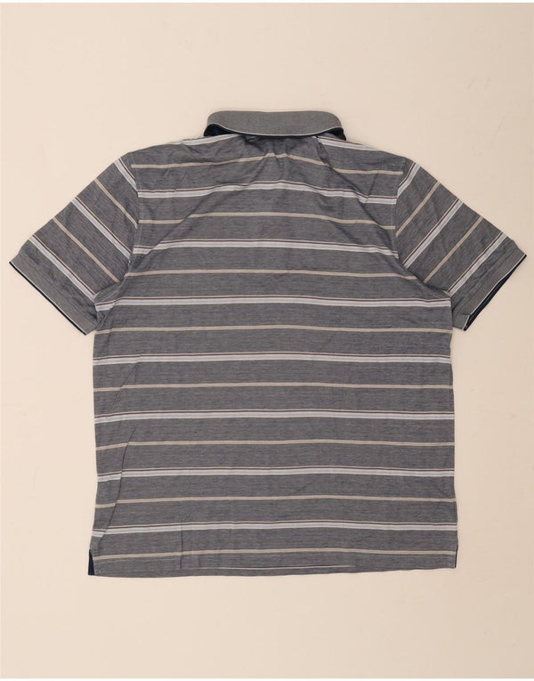 Navigare Mens Polo Shirt 2XL Blue Striped Cotton