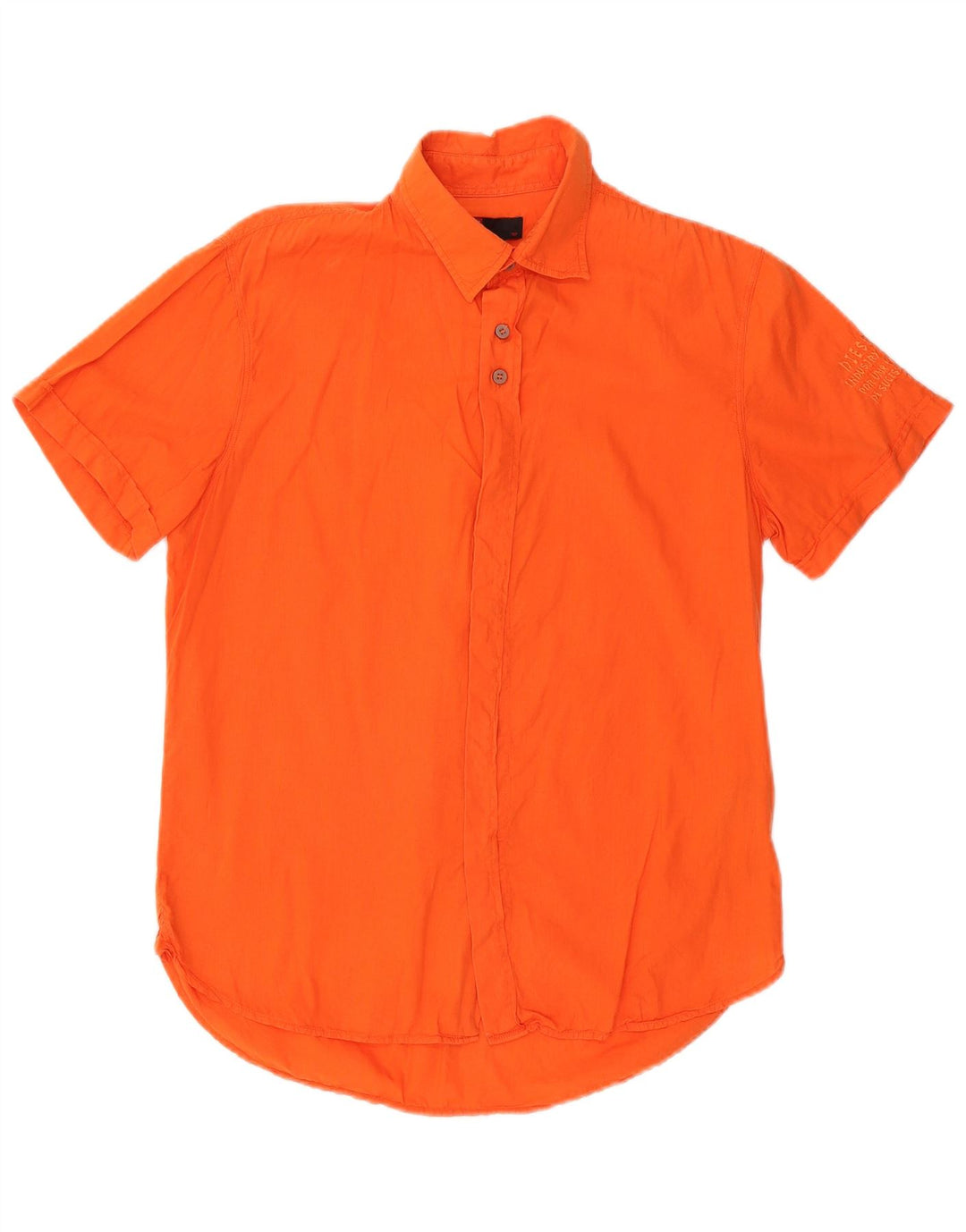 DIESEL Camisa Manga Corta Naranja Medio Algodón Hombre