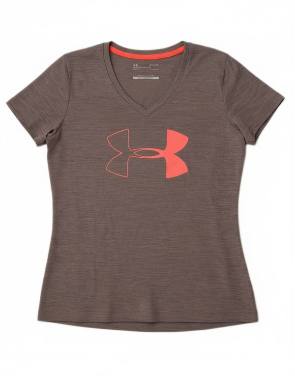 Under Armour Mujer Heat Gear Graphic Camiseta Top UK 10 Small Gris