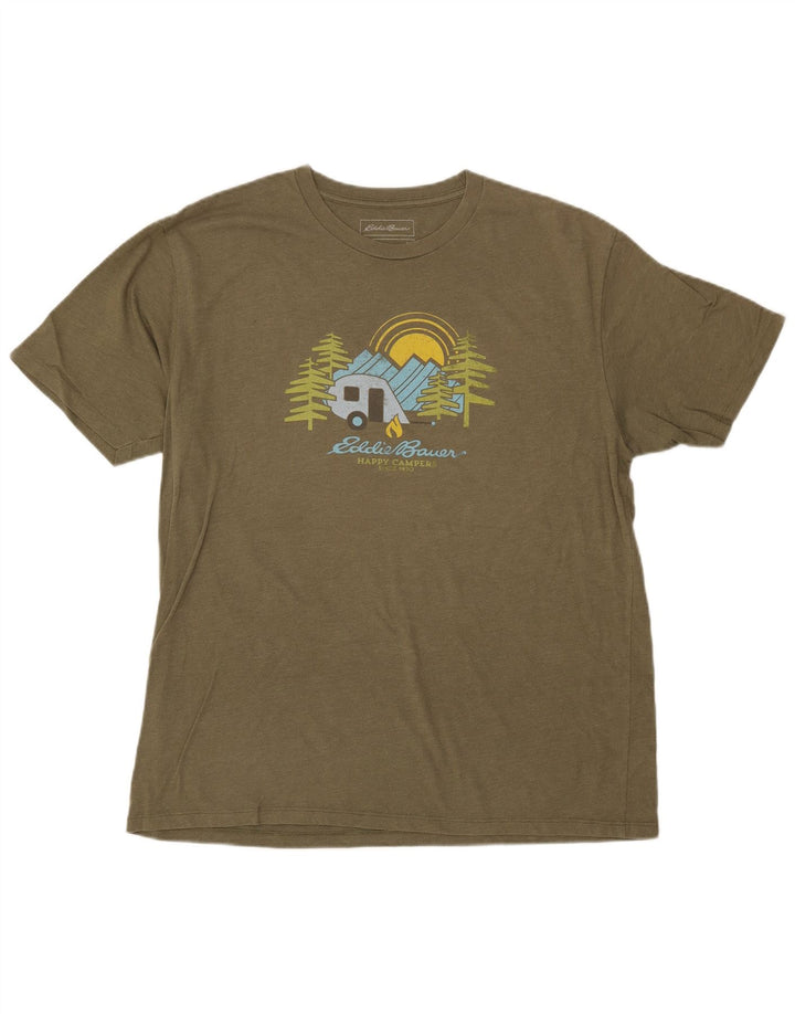 EDDIE BAUER Camiseta gráfica para hombre Top grande de algodón caqui