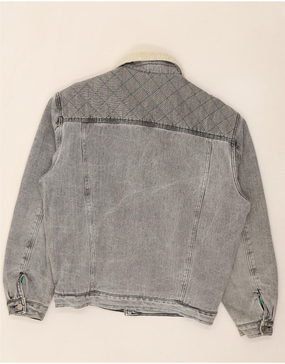 Mash Chaqueta vaquera Sherpa para hombre, Reino Unido 40, algodón gris grande