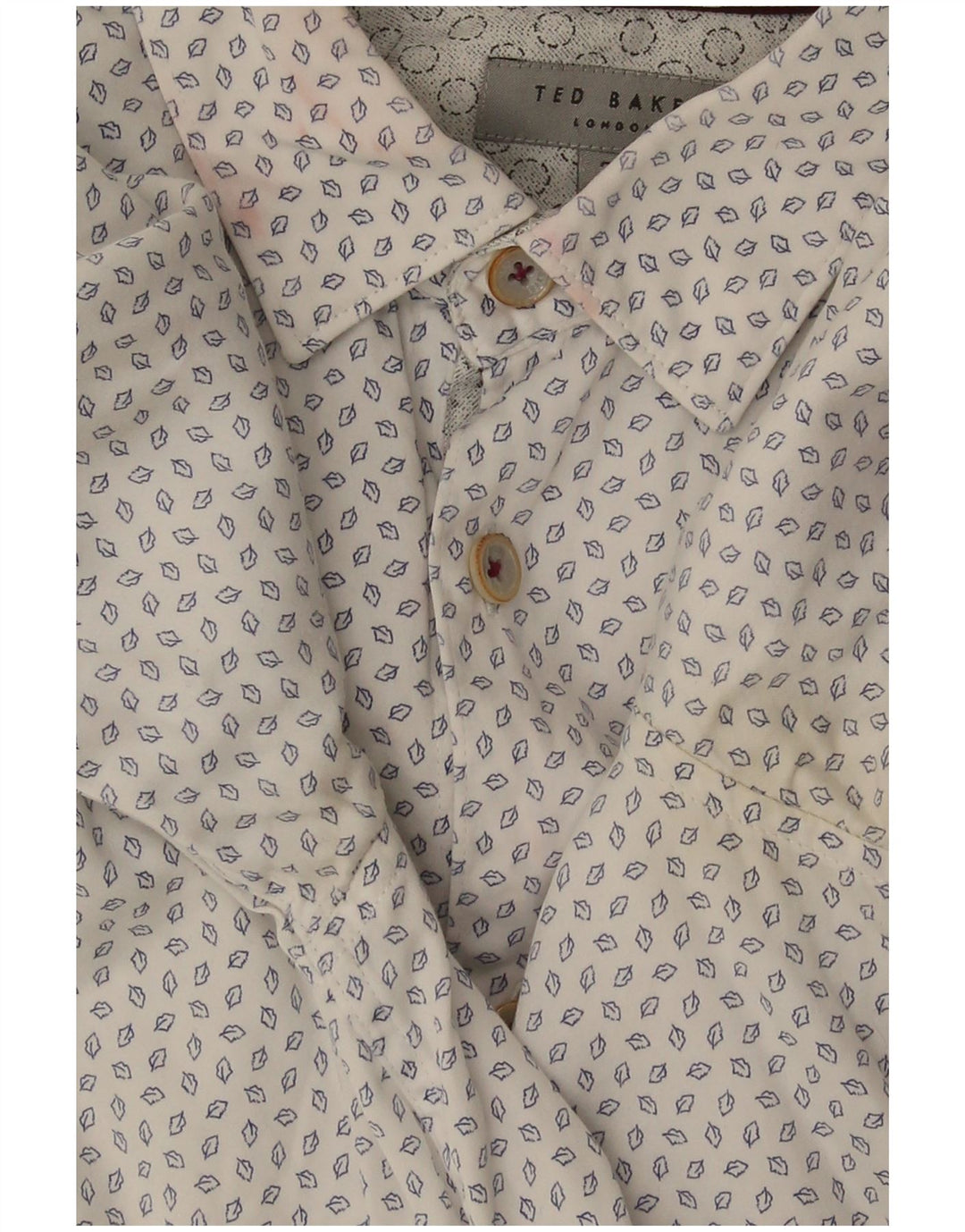 Ted Baker - Camisa con estampado abstracto para hombre, talla 3, mediana, algodón blanquecino