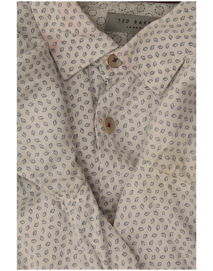Ted Baker - Camisa con estampado abstracto para hombre, talla 3, mediana, algodón blanquecino