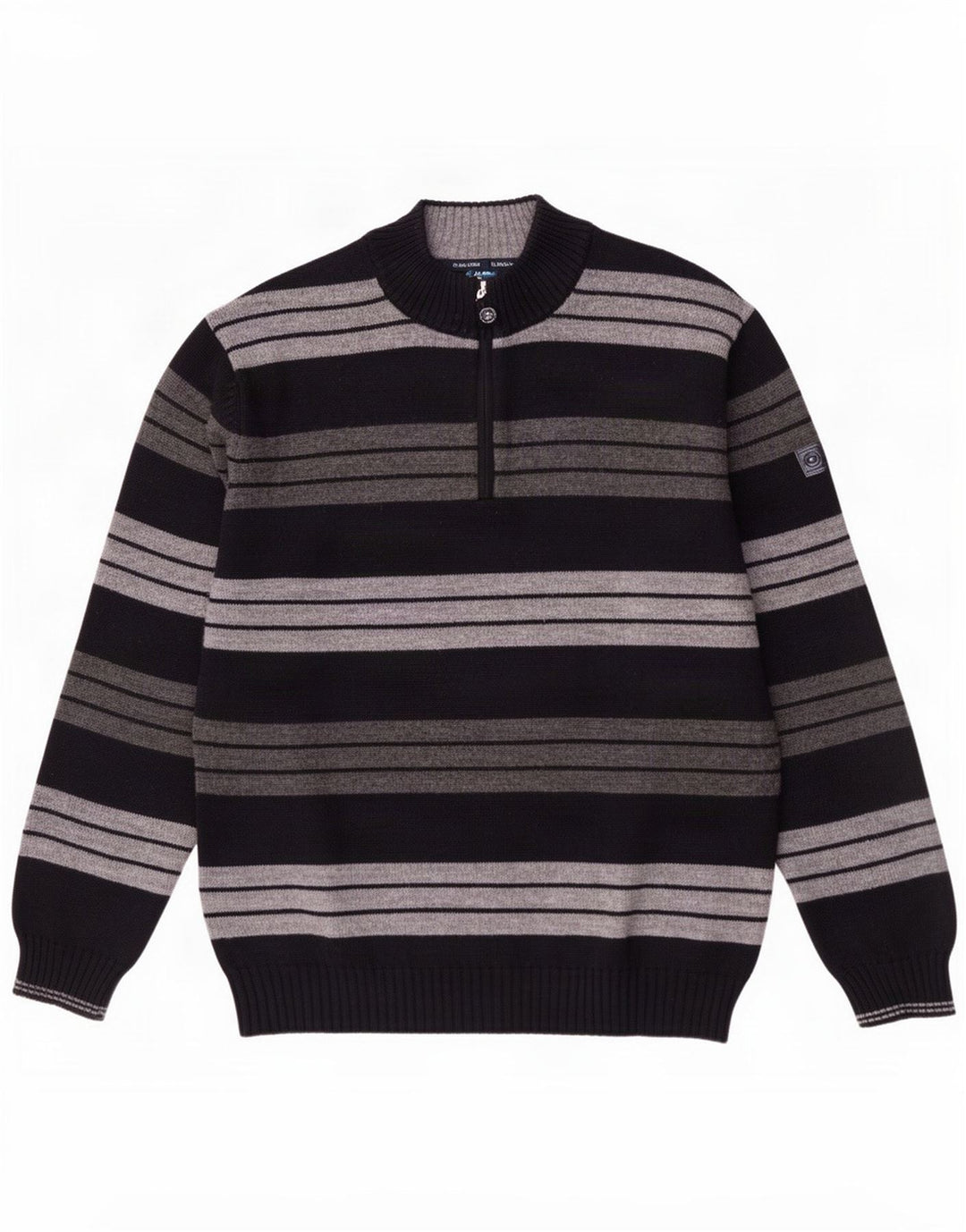 Il Granchio - Jersey para hombre con cuello y cremallera, talla grande, color azul marino a rayas