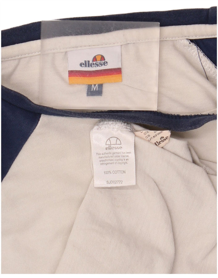 Ellesse Hombre Top gráfico de manga larga de algodón color block blanco medio