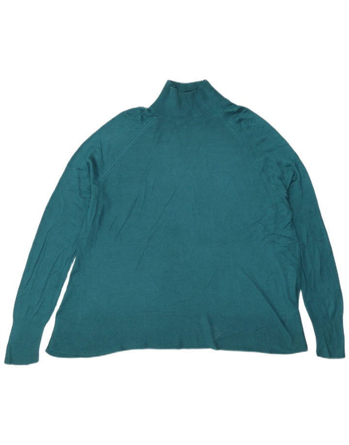 Zara Jersey con cuello alto para mujer, talla 44, viscosa verde medio