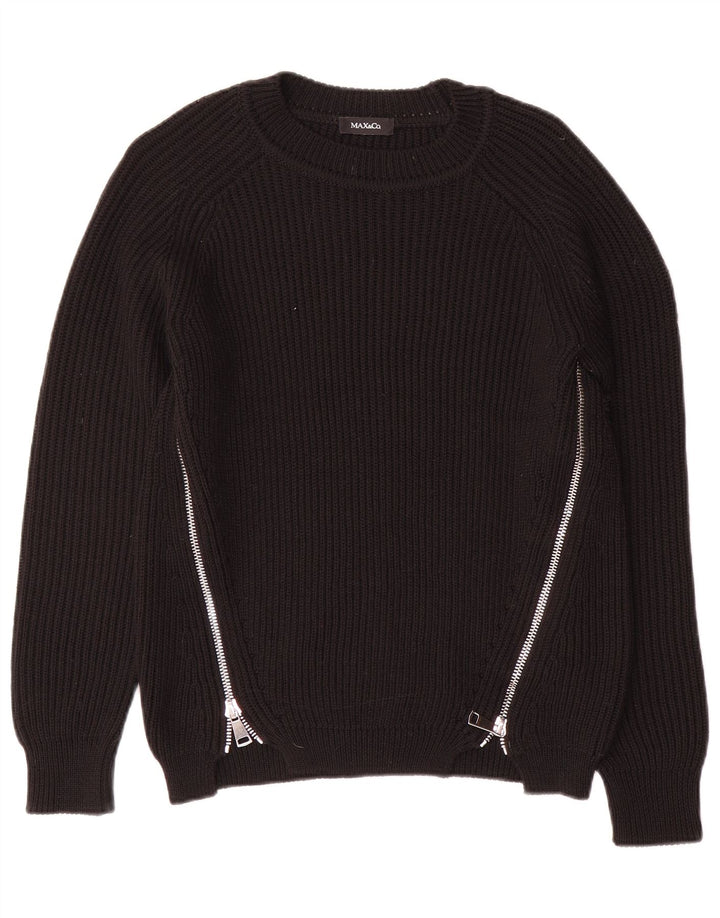 Max & Co. Suéter tipo jersey con cuello barco para mujer, talla 44, talla M, color negro